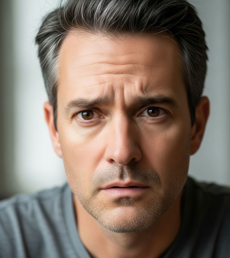 man looking in camera